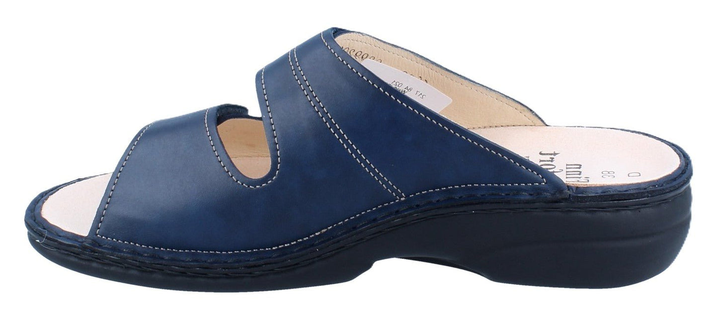Finn Comfort Sansibar Women's Sandal - Blue Missouri Leather | Orthotic Friendly - Grady’s Feet Essentials - Finn Comfort