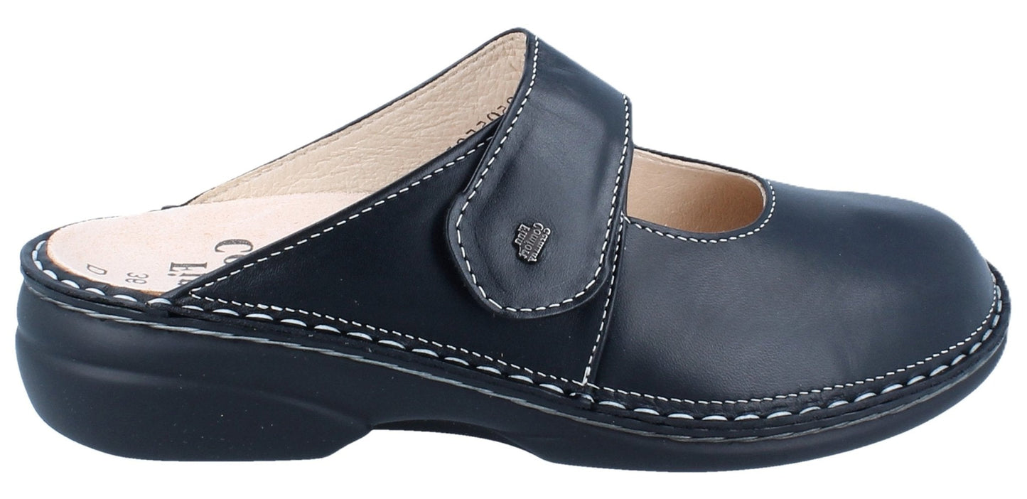 Finn Comfort Stanford Women's Clog - Black Leather | Orthotic Friendly - Grady’s Feet Essentials - Finn Comfort