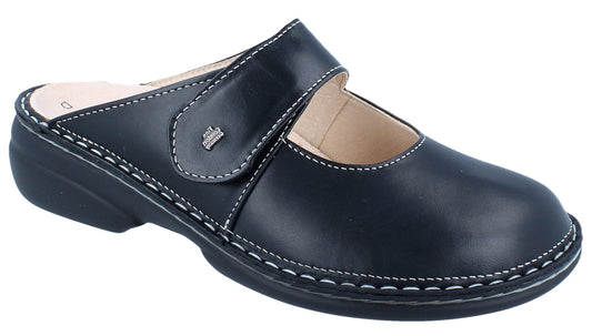 Finn Comfort Stanford Women's Clog - Black Leather | Orthotic Friendly - Grady’s Feet Essentials - Finn Comfort