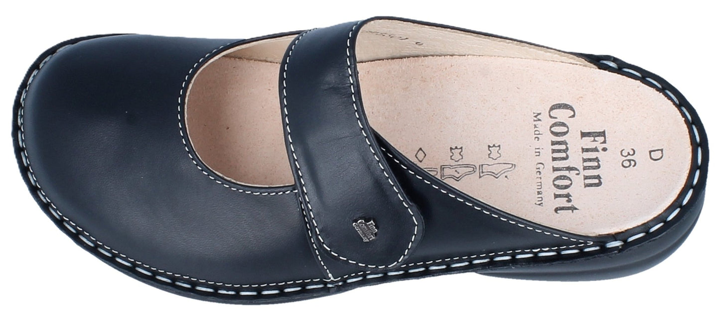 Finn Comfort Stanford Women's Clog - Black Leather | Orthotic Friendly - Grady’s Feet Essentials - Finn Comfort