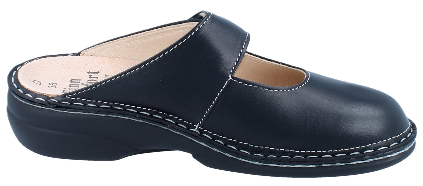 Finn Comfort Stanford Women's Clog - Black Leather | Orthotic Friendly - Grady’s Feet Essentials - Finn Comfort