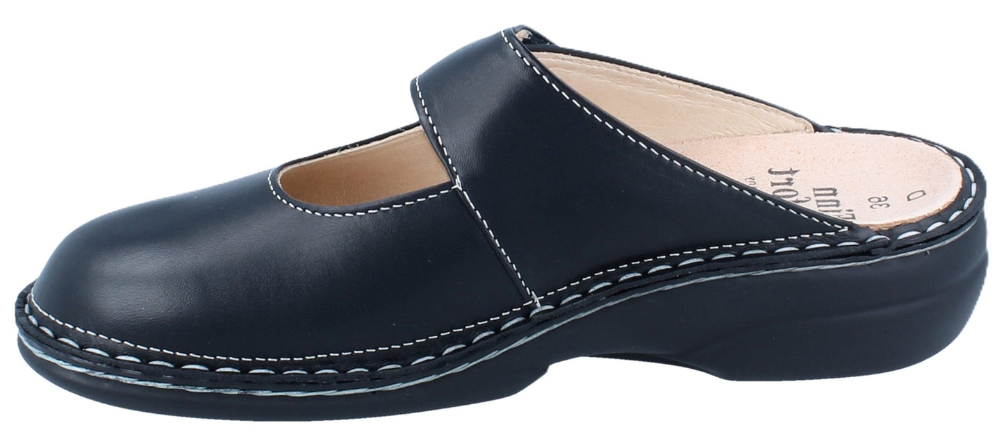 Finn Comfort Stanford Women's Clog - Black Leather | Orthotic Friendly - Grady’s Feet Essentials - Finn Comfort