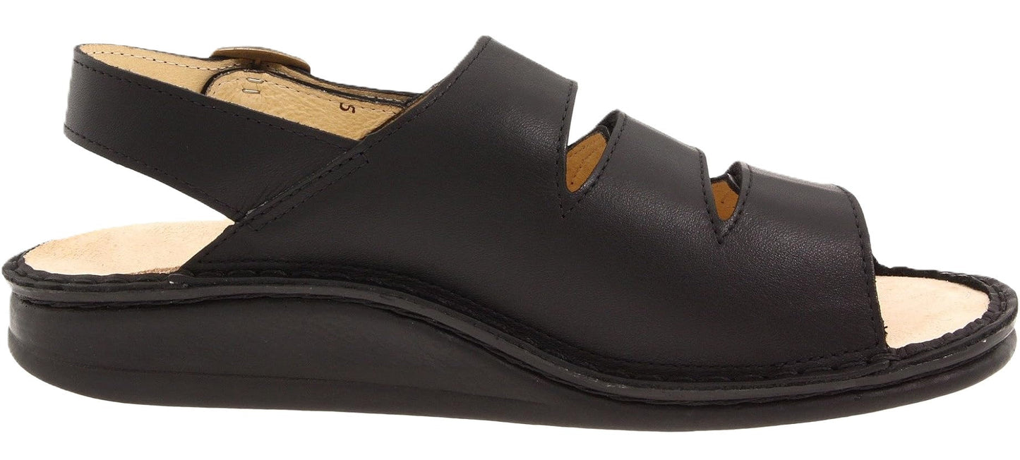 Finn Comfort Sylt Sandal - Black Leather | Orthotic Friendly - Grady’s Feet Essentials - Finn Comfort