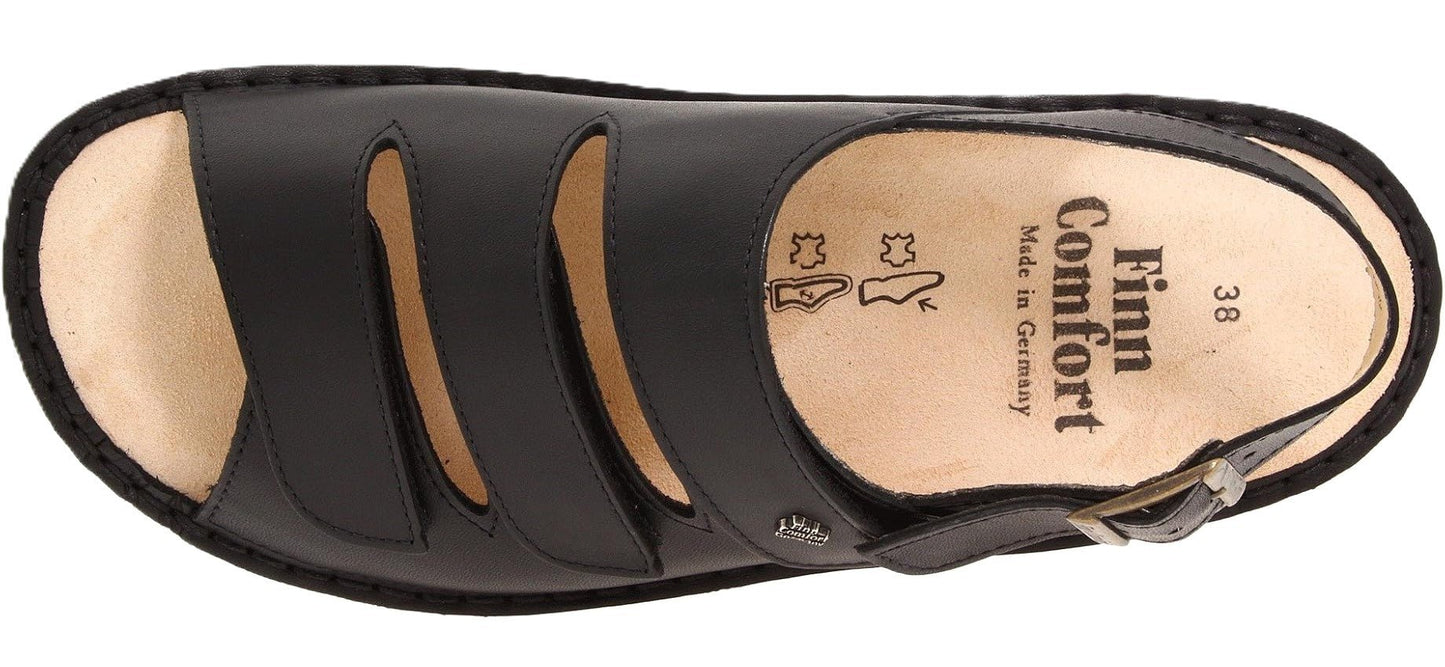 Finn Comfort Sylt Sandal - Black Leather | Orthotic Friendly - Grady’s Feet Essentials - Finn Comfort
