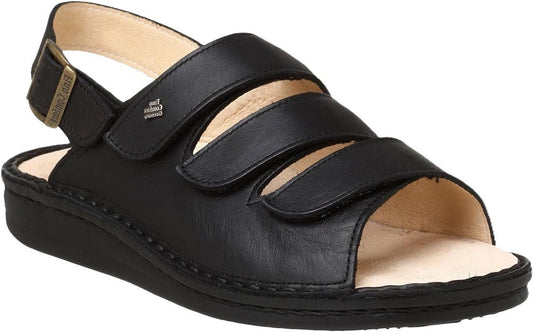 Finn Comfort Sylt Sandal - Black Leather | Orthotic Friendly - Grady’s Feet Essentials - Finn Comfort