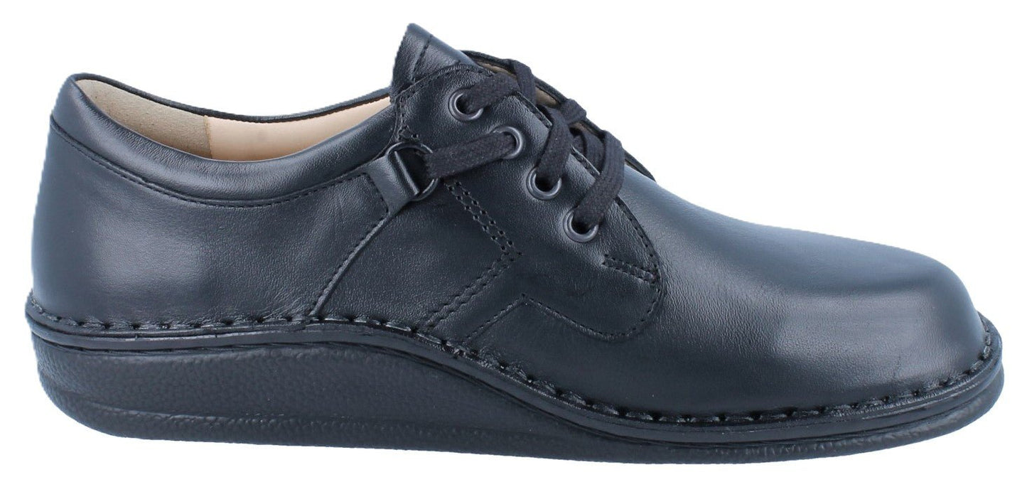 Finn Comfort Vaasa Lace Shoe - Black Smooth Leather| Orthotic Friendly - Grady’s Feet Essentials - Finn Comfort