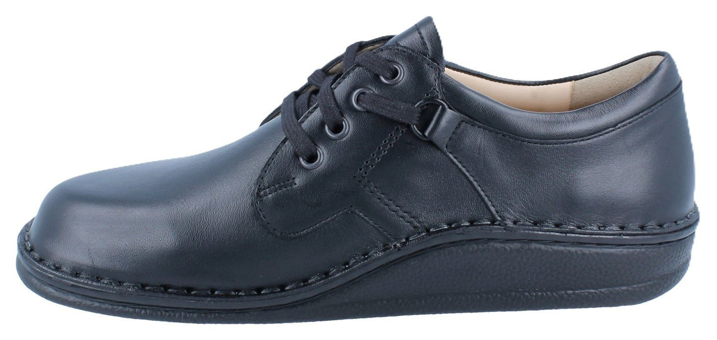 Finn Comfort Vaasa Lace Shoe - Black Smooth Leather| Orthotic Friendly - Grady’s Feet Essentials - Finn Comfort