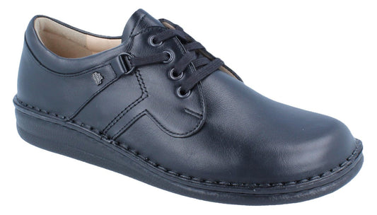 Finn Comfort Vaasa Lace Shoe - Black Smooth Leather| Orthotic Friendly - Grady’s Feet Essentials - Finn Comfort