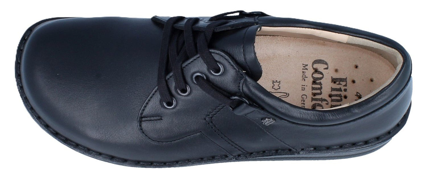 Finn Comfort Vaasa Lace Shoe - Black Smooth Leather| Orthotic Friendly - Grady’s Feet Essentials - Finn Comfort