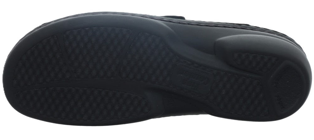 Finn Comfort Zeno Women's Sandal - Black Sirio Leather | Comfortable Stretch Panel - Grady’s Feet Essentials - Finn Comfort