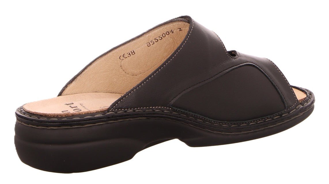Finn Comfort Zeno Women's Sandal - Grey Black Zebra Leather | Comfortable Stretch Panel - Grady’s Feet Essentials - Finn Comfort