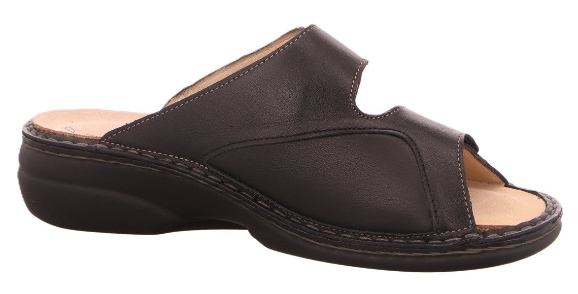 Finn Comfort Zeno Women's Sandal - Grey Black Zebra Leather | Comfortable Stretch Panel - Grady’s Feet Essentials - Finn Comfort