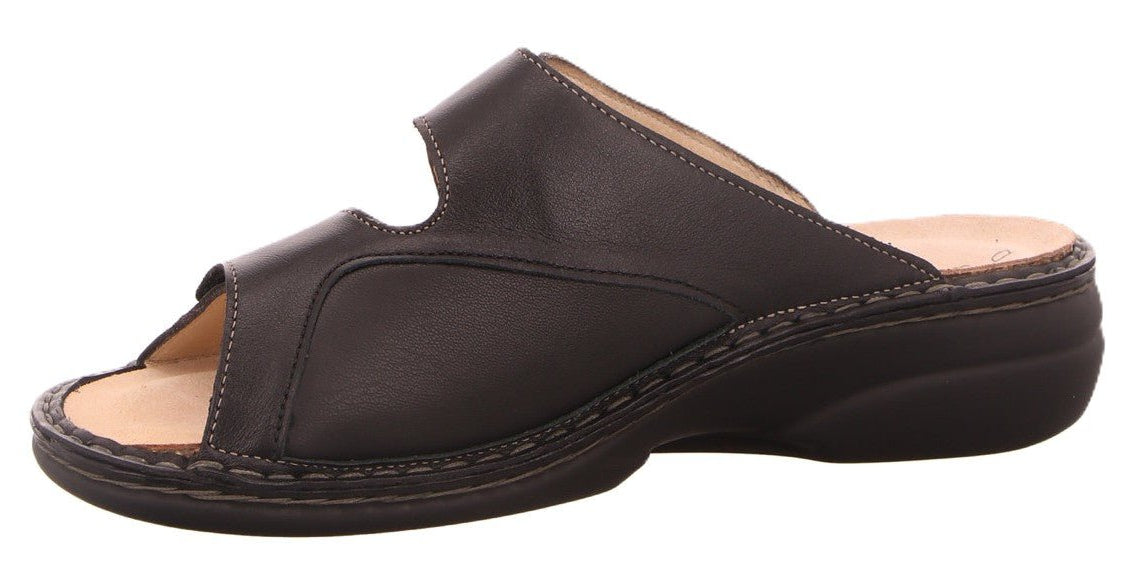 Finn Comfort Zeno Women's Sandal - Grey Black Zebra Leather | Comfortable Stretch Panel - Grady’s Feet Essentials - Finn Comfort