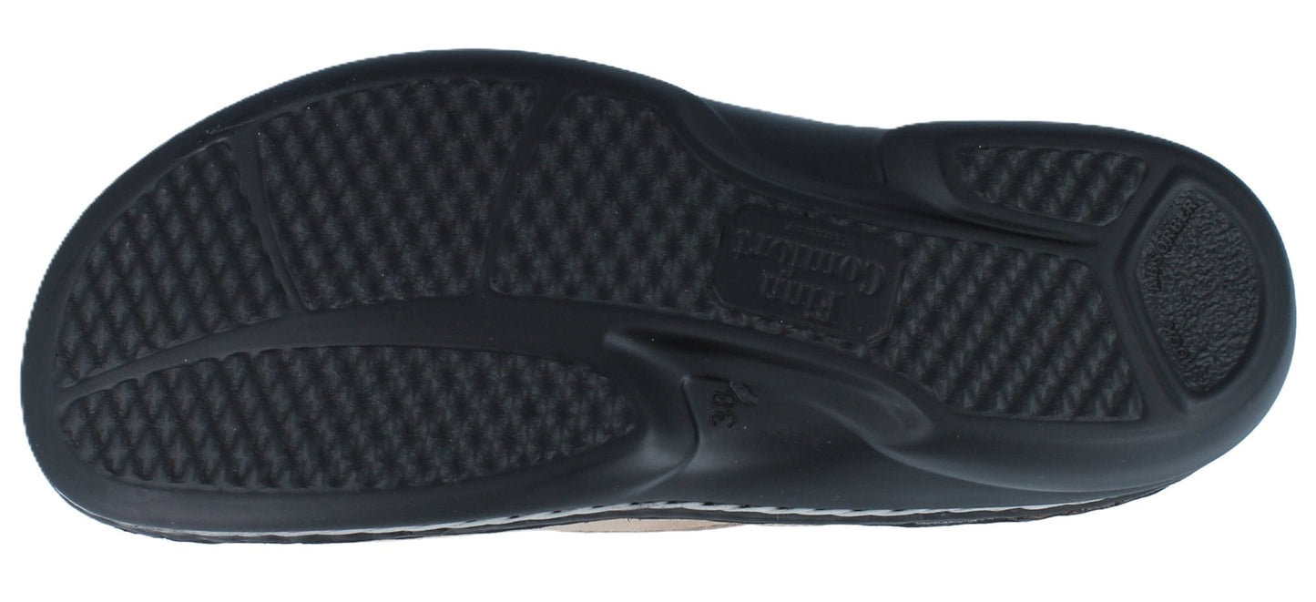 Finn Comfort Zeno Women's Sandal - Sesame Vimi Leather | Comfortable Stretch Panel - Grady’s Feet Essentials - Finn Comfort