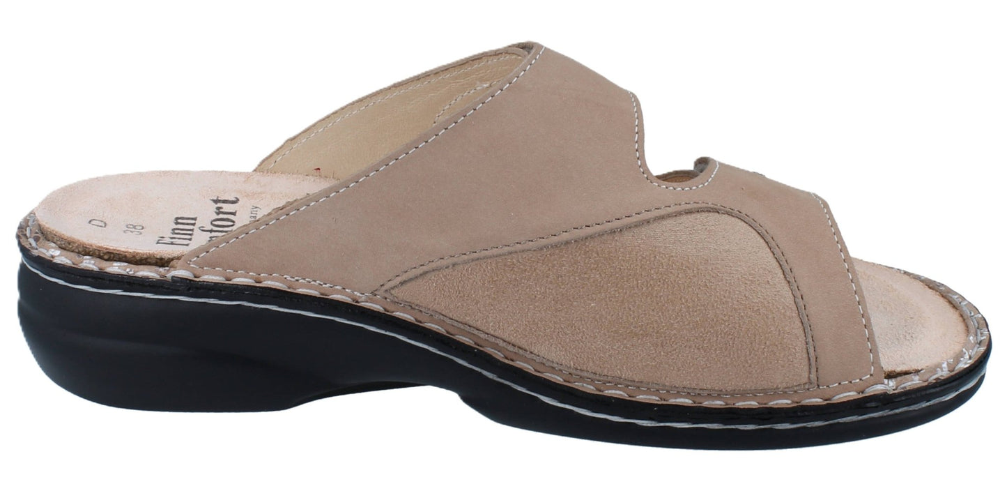 Finn Comfort Zeno Women's Sandal - Sesame Vimi Leather | Comfortable Stretch Panel - Grady’s Feet Essentials - Finn Comfort