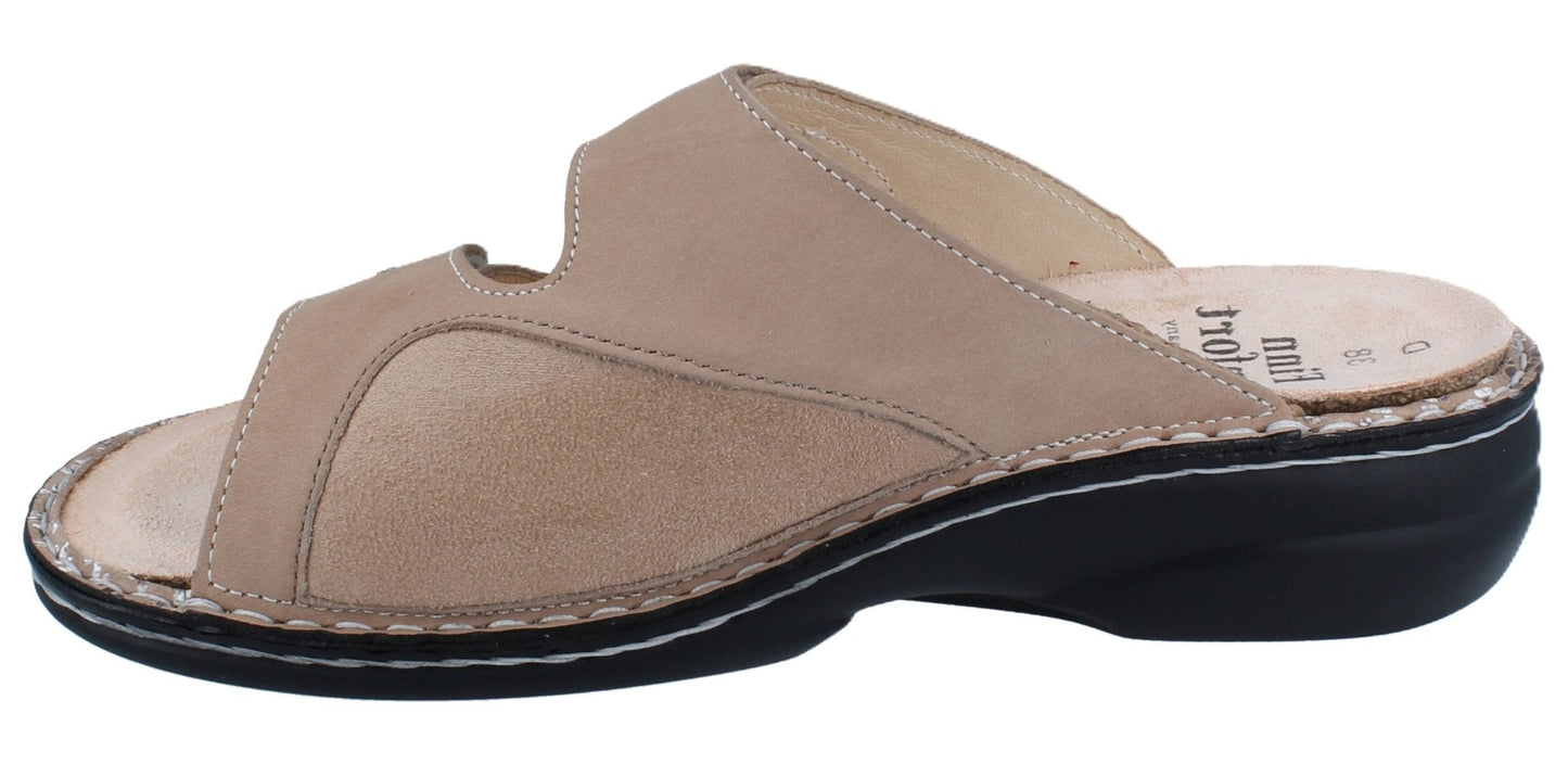 Finn Comfort Zeno Women's Sandal - Sesame Vimi Leather | Comfortable Stretch Panel - Grady’s Feet Essentials - Finn Comfort
