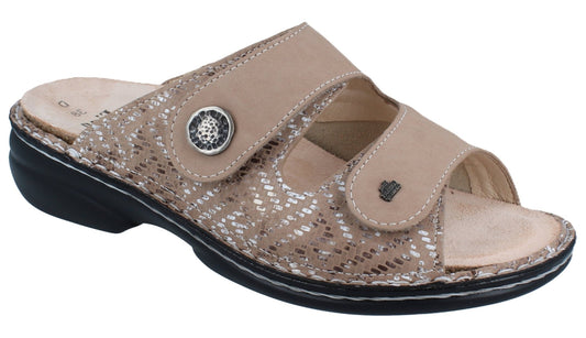 Finn Comfort Zeno Women's Sandal - Sesame Vimi Leather | Comfortable Stretch Panel - Grady’s Feet Essentials - Finn Comfort