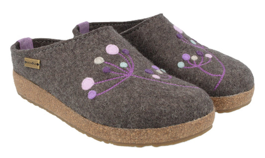 Haflinger Amaya Grey Purple Clog - Grady’s Feet Essentials - Haflinger