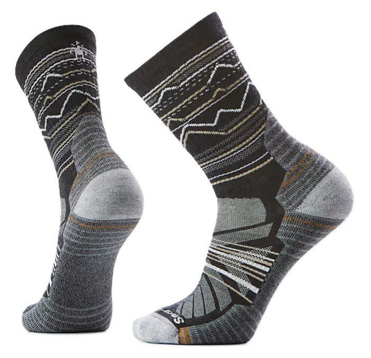 Hike Mountain Range Pattern Crew Socks - Charcoal Light Gray | Light Cushion - Grady’s Feet Essentials - Smartwool