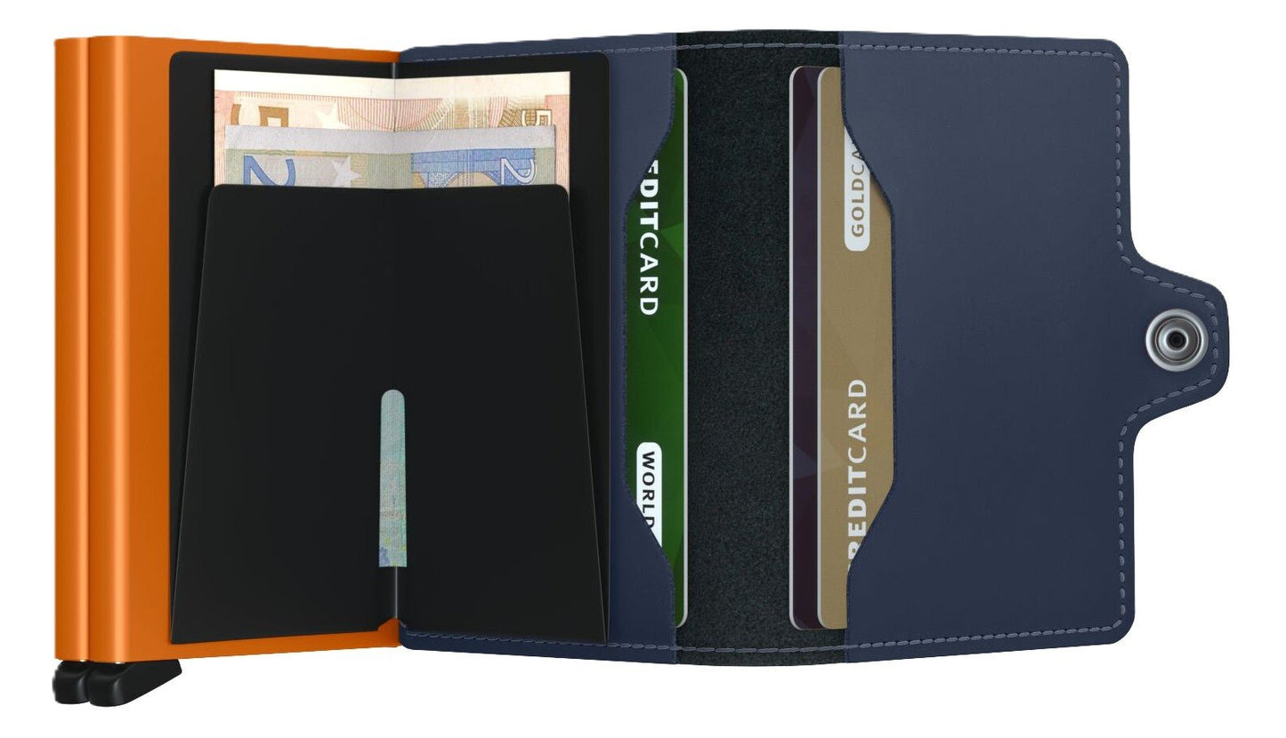Secrid Twinwallet - Matte Nightblue & Orange Leather | RFID Safe - Grady’s Feet Essentials - Secrid