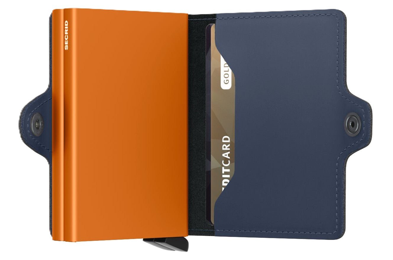 Secrid Twinwallet - Matte Nightblue & Orange Leather | RFID Safe - Grady’s Feet Essentials - Secrid