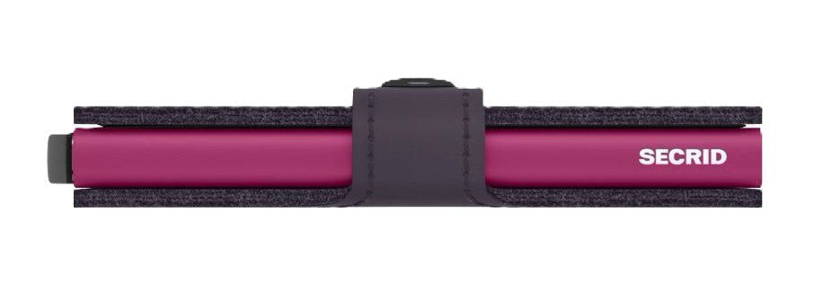 Secrid Wallet - Miniwallet Matte Dark Purple Leather with Fuchsia Cardprotector | RFID Safe - Grady’s Feet Essentials - Secrid