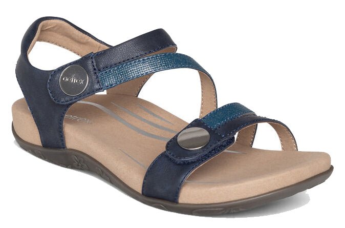 Aetrex Jess Adjustable Quarter Strap Navy Sandal - Grady’s Feet Essentials - Aetrex