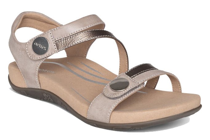 Aetrex Jess Adjustable Quarter Strap Smoke Sandal - Grady’s Feet Essentials - Aetrex