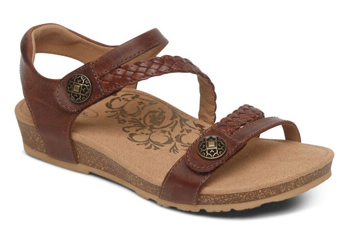 Aetrex Jillian Braided Quarter Strap Walnut Sandal - Grady’s Feet Essentials - Aetrex