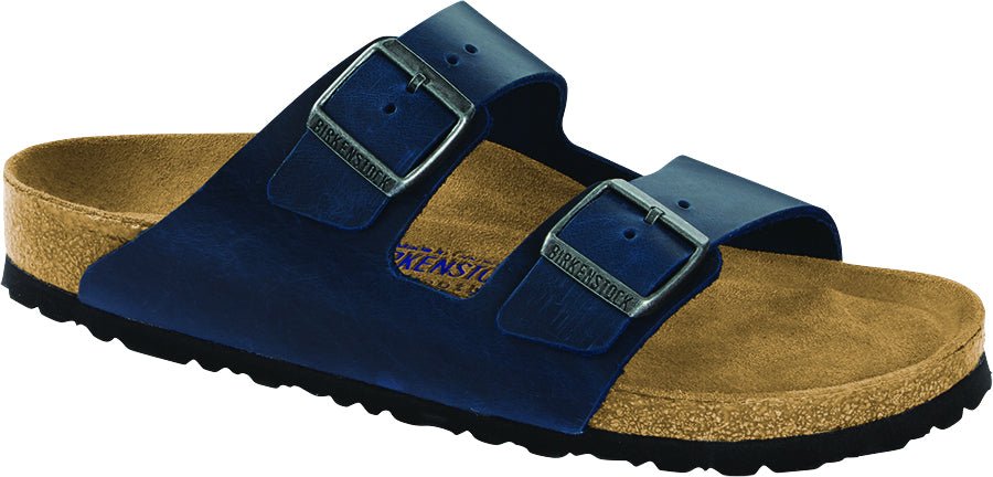 Birkenstock Arizona Sandals Blue Oiled Leather Soft Footbed