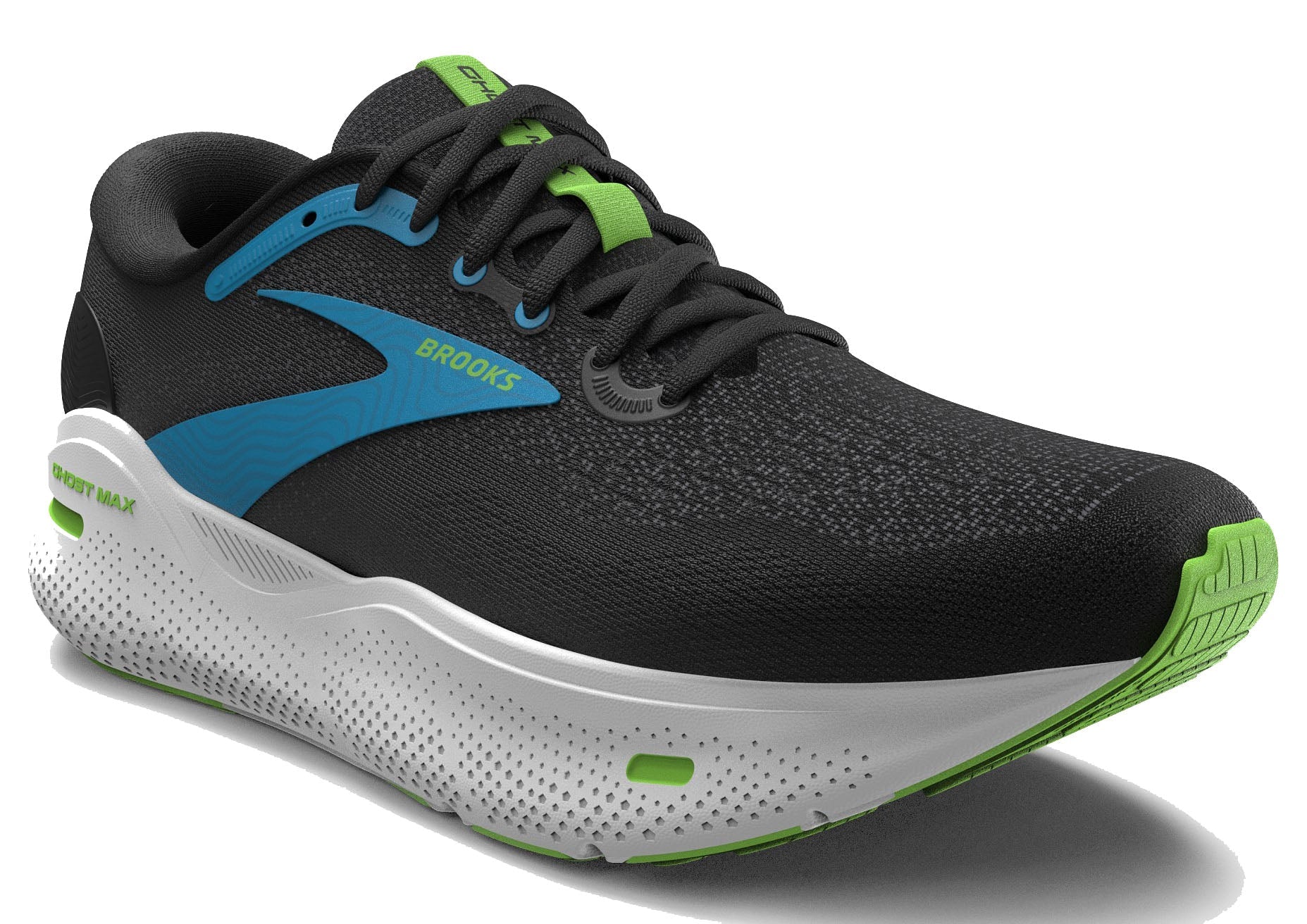 Brooks Men's Ghost Max Black/Atomic Blue/Jasmine - Grady’s Feet Essentials - Brooks
