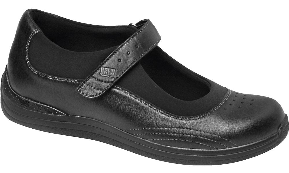 Drew Women's Rose Black Stretch/Leather Velcro - Grady’s Feet Essentials - Drew