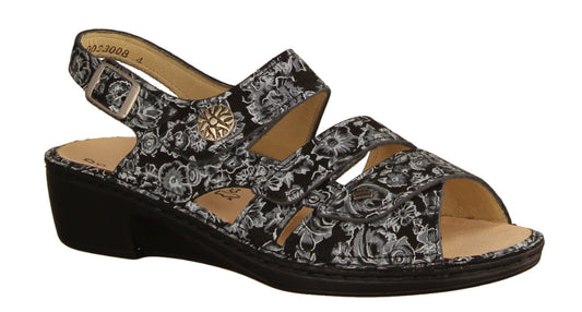Finn Comfort Aversa Black Floral - Grady’s Feet Essentials - Finn Comfort