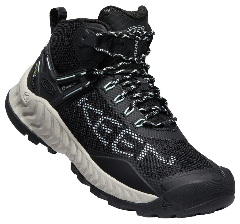 Keen Women's NXIS EVO Midboot Waterproof Black Blue Grass - Grady’s Feet Essentials - Keen