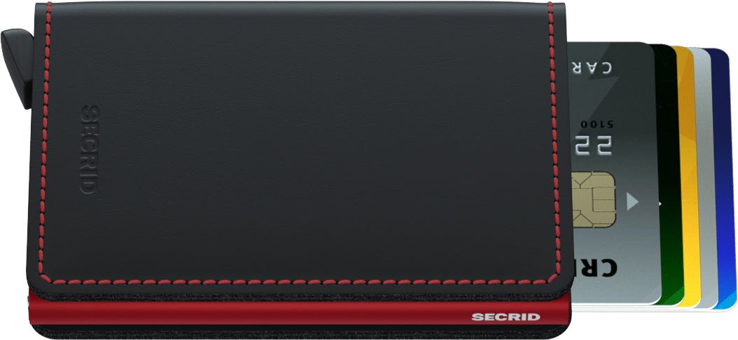 Secrid Slim Wallet Black Matte Leather with Red - Grady’s Feet Essentials - Secrid