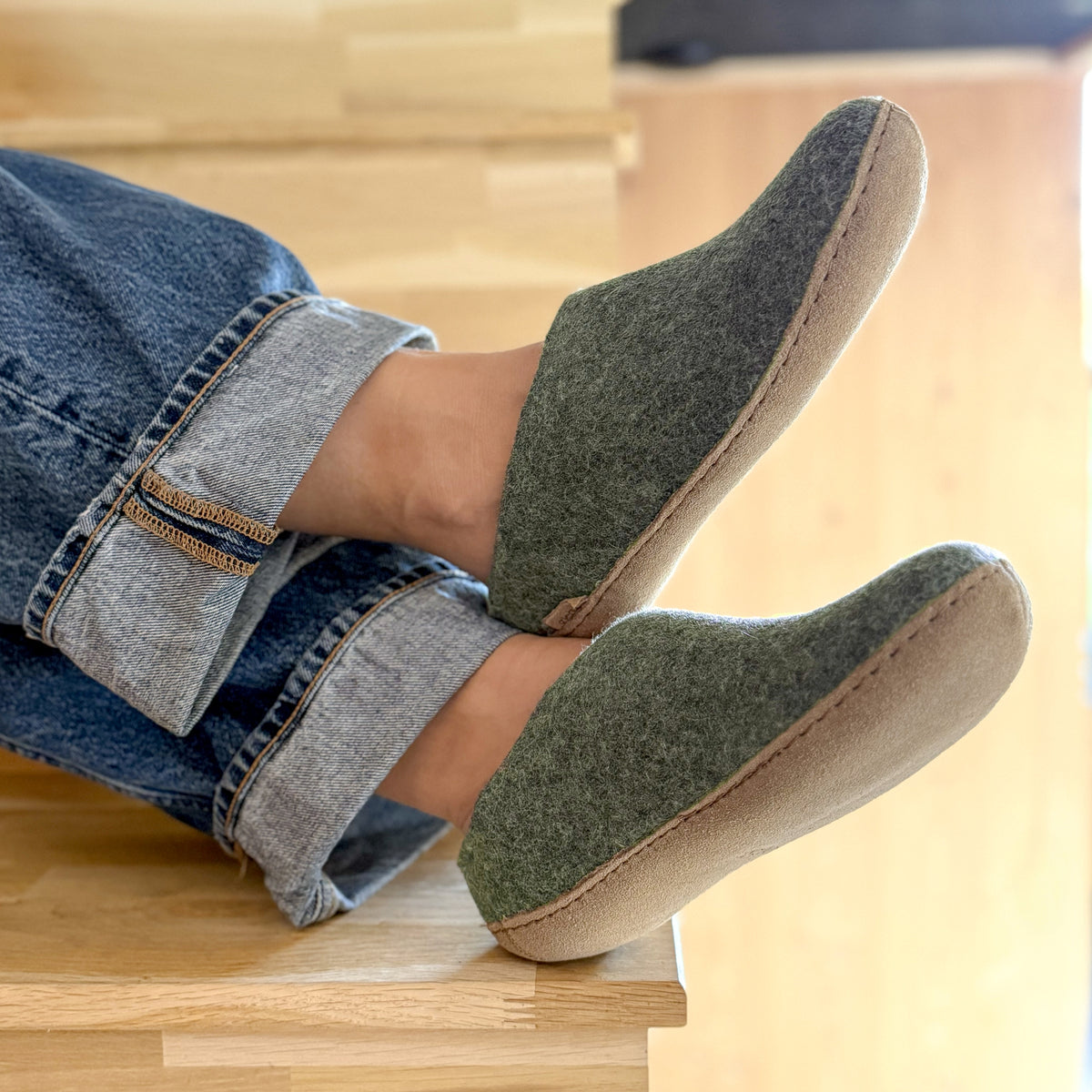 Glerups Slip-On with Leather Sole - Moss