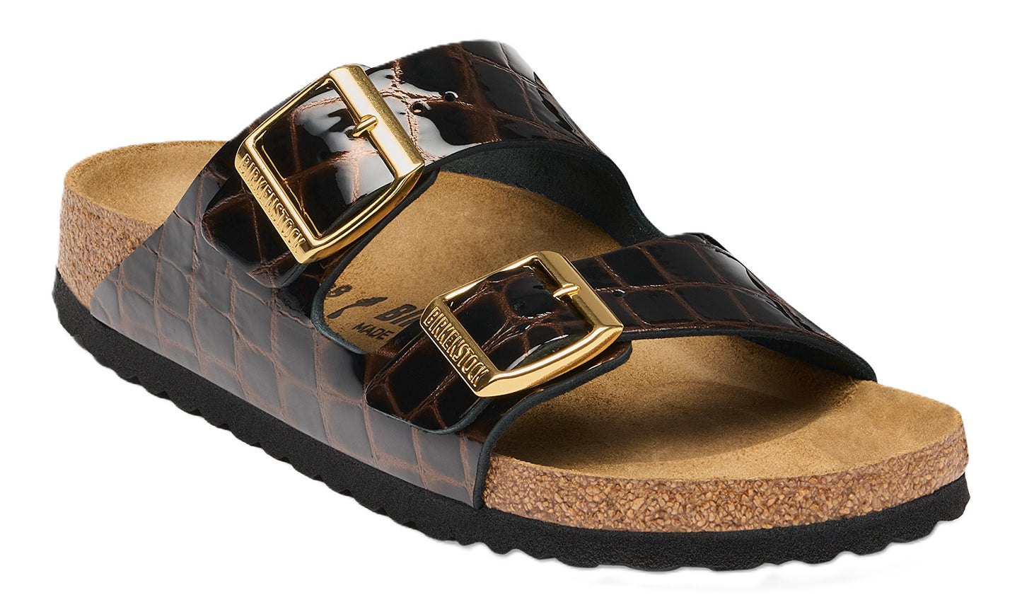 Birkenstock Arizona Sandals - Animal Emboss Black Leather