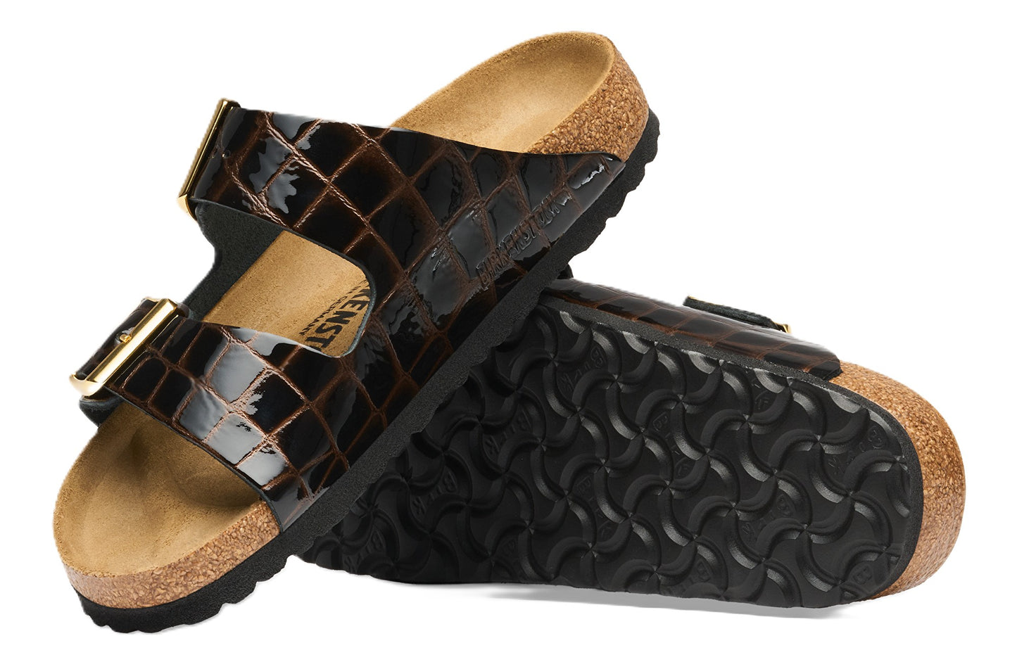 Birkenstock Arizona Sandals - Animal Emboss Black Leather
