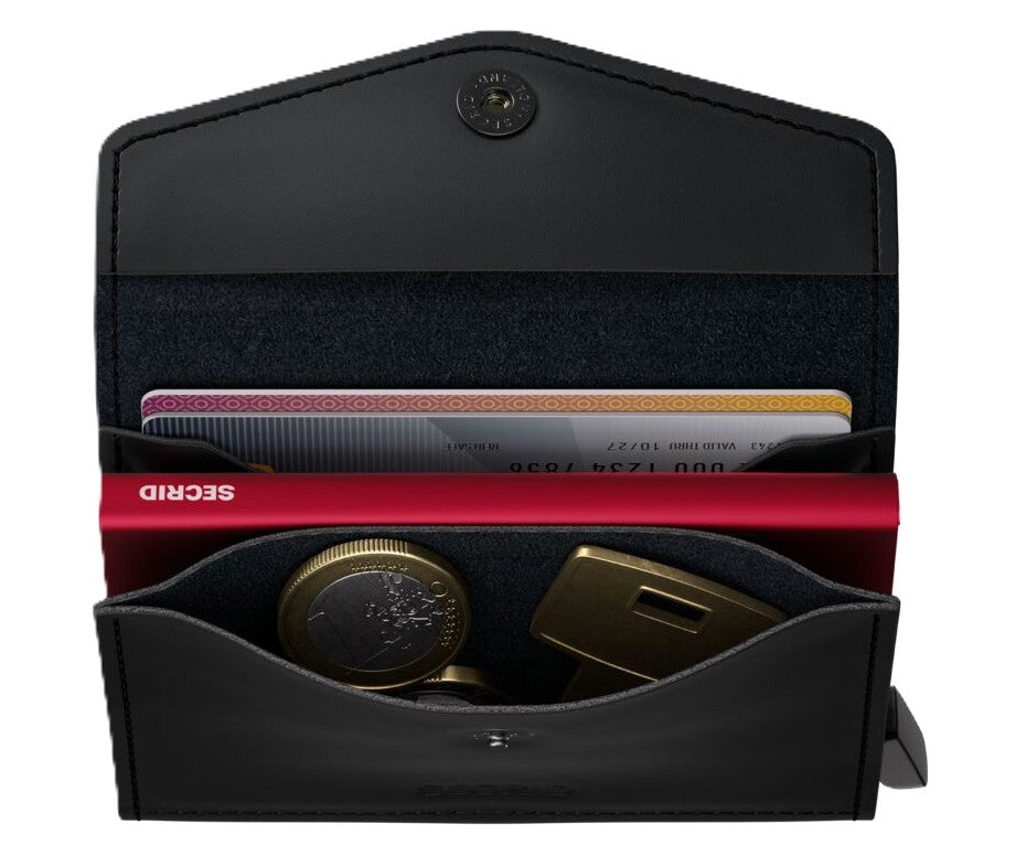 Secrid Envelope Wallet - Matte Black & Red Leather | RFID Safe