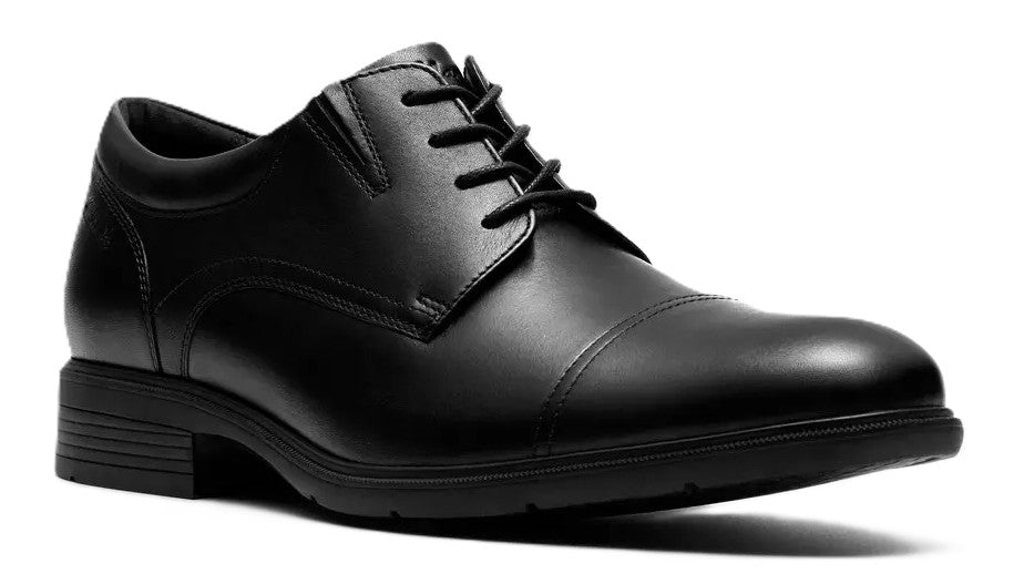 Clarks Men's Steadwell Cap Lace - Black Leather Dress Shoe