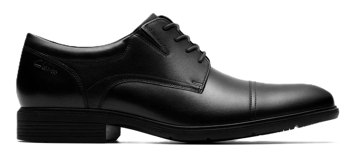 Clarks Men's Steadwell Cap Lace - Black Leather Dress Shoe