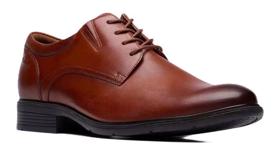 Clarks Men's Steadwell Lace - Dark Tan Leather Dress Shoe