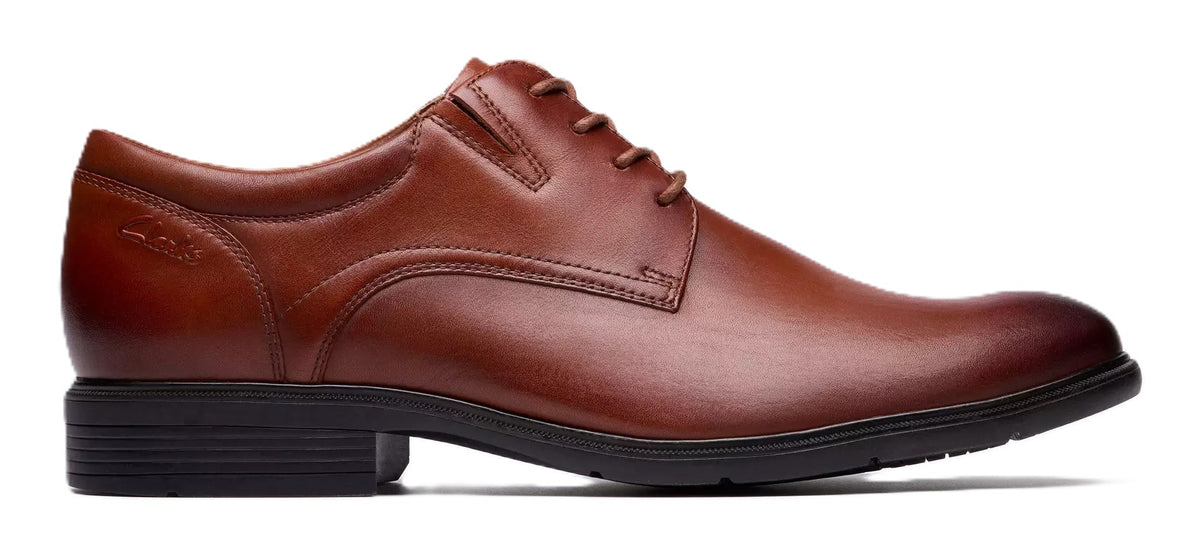 Clarks Men's Steadwell Lace - Dark Tan Leather Dress Shoe