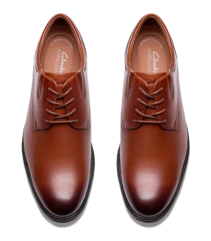 Clarks Men's Steadwell Lace - Dark Tan Leather Dress Shoe