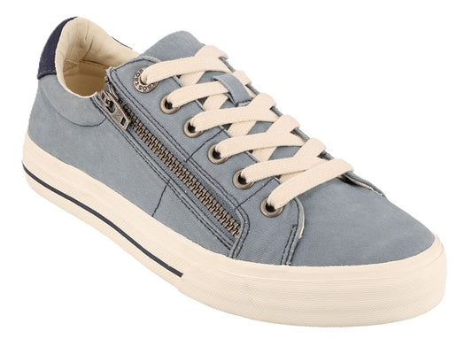 Taos Z-Soul Lace with Zip Sneaker - Lake Blue/Navy Canvas | Removable Footbed