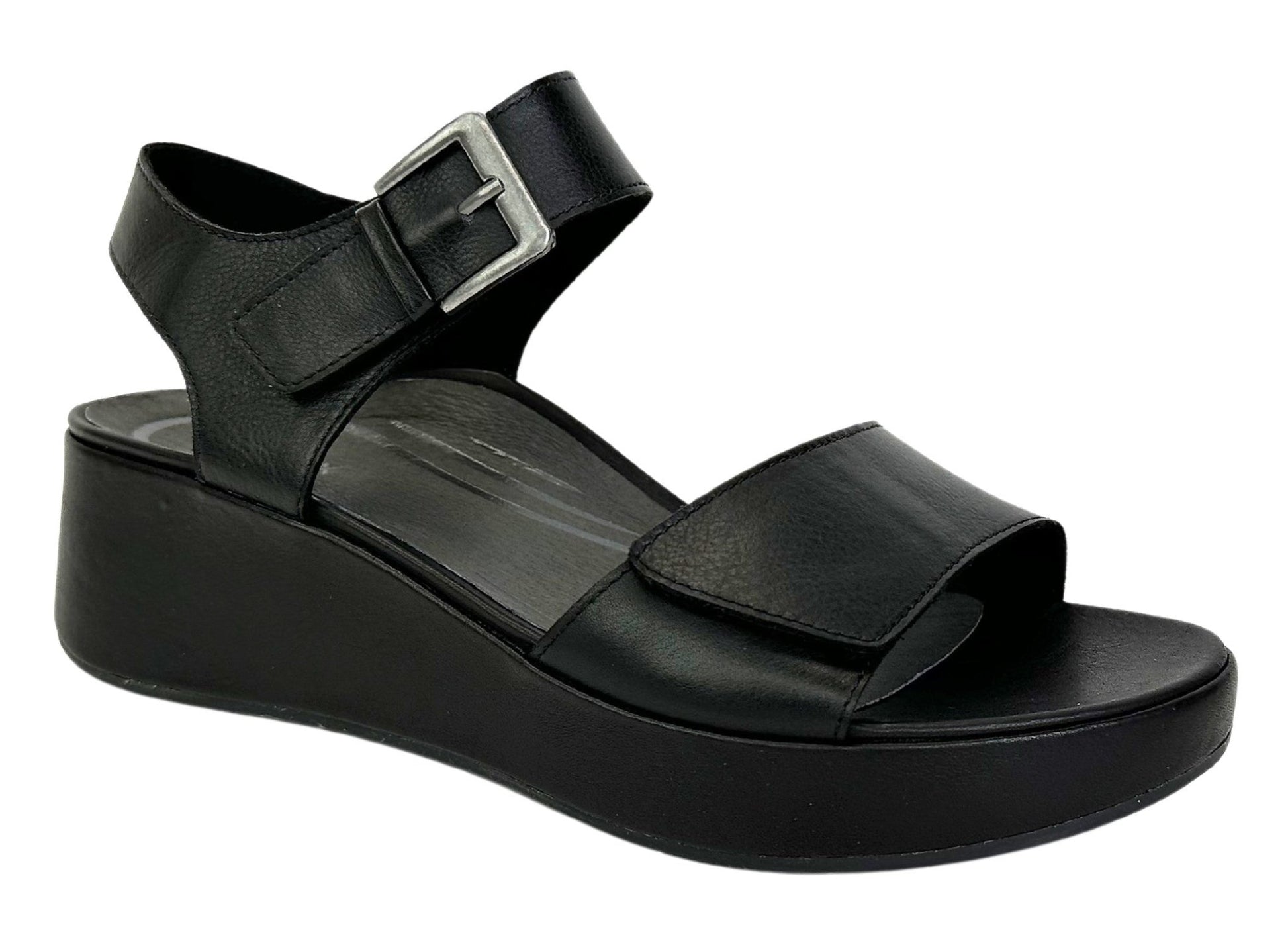 Aetrex Ariel Adjustable Quarter Strap Wedge Black - Grady’s Feet Essentials - Aetrex