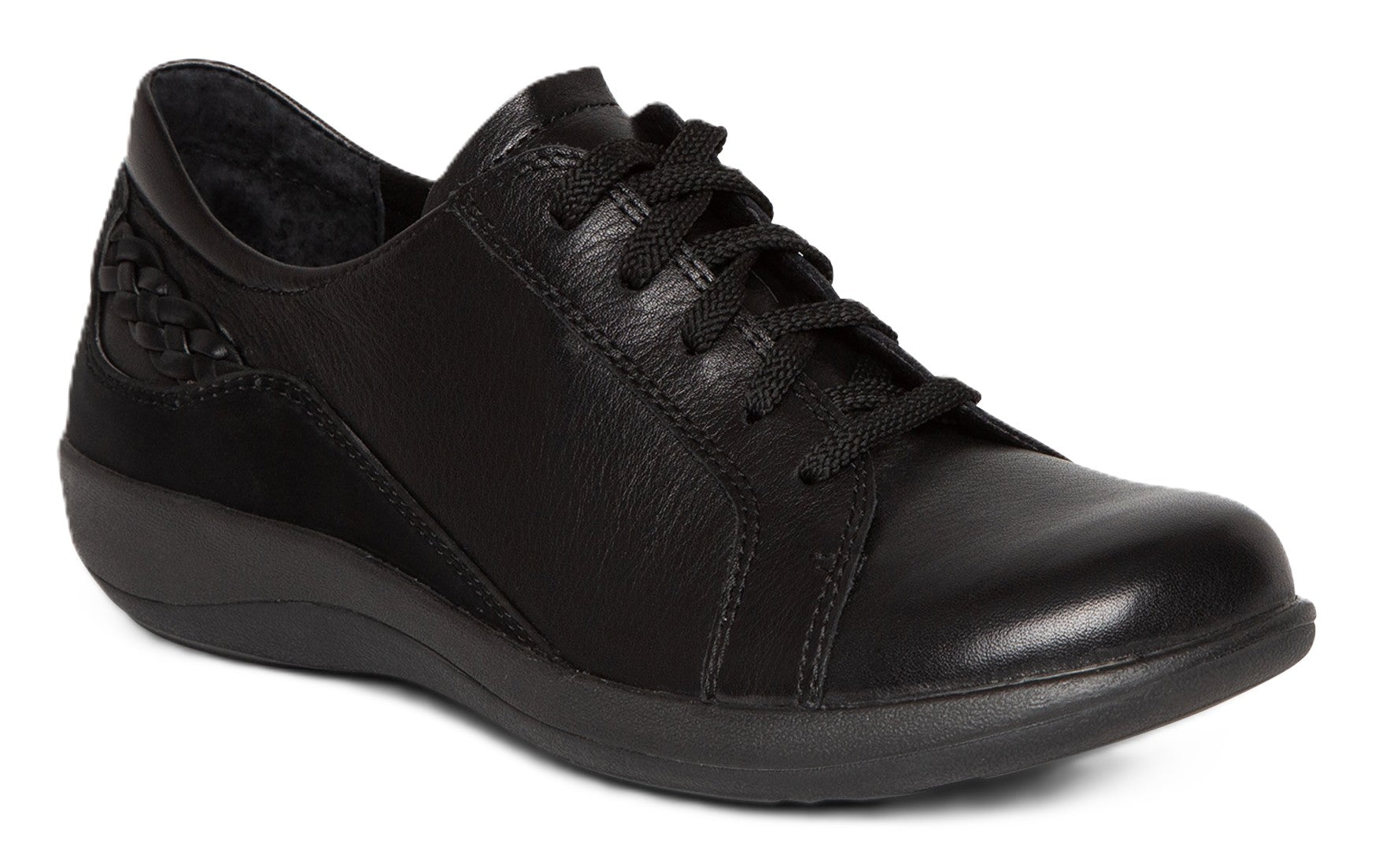 Aetrex Dana Lace - Up Oxford - Black Leather | Removable Footbed - Grady’s Feet Essentials - Aetrex
