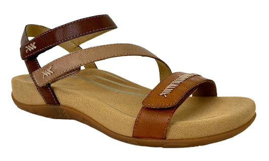 Aetrex Gabby Adjustable Quarter Strap Sandal Cognac Multi - Grady’s Feet Essentials - Aetrex