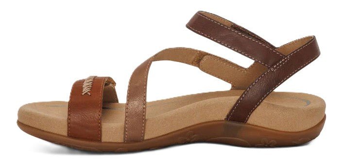 Aetrex Gabby Women's Sandals - Cognac Multi | Adjustable Quarter Strap, Supportive Fit - Grady’s Feet Essentials - Aetrex