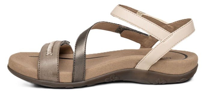 Aetrex Gabby Women's Sandals - Stone Multi | Adjustable Quarter Strap, Supportive Fit - Grady’s Feet Essentials - Aetrex